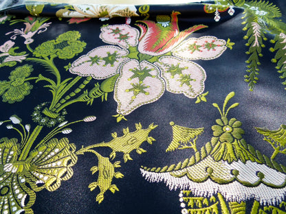 Scalamandre Length 1.4Y Rossetta Peach Black Silk Damask Novelty MSRP USD 1200+/y