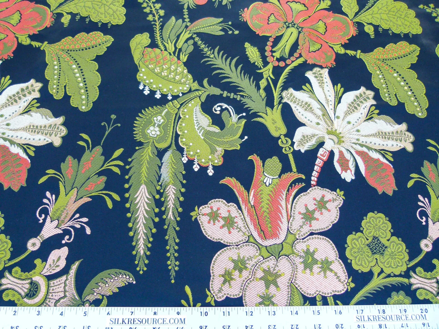 Scalamandre Length 1.4Y Rossetta Peach Black Silk Damask Novelty MSRP USD 1200+/y