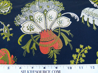 Scalamandre Length 1.4Y Rossetta Peach Black Silk Damask Novelty MSRP USD 1200+/y