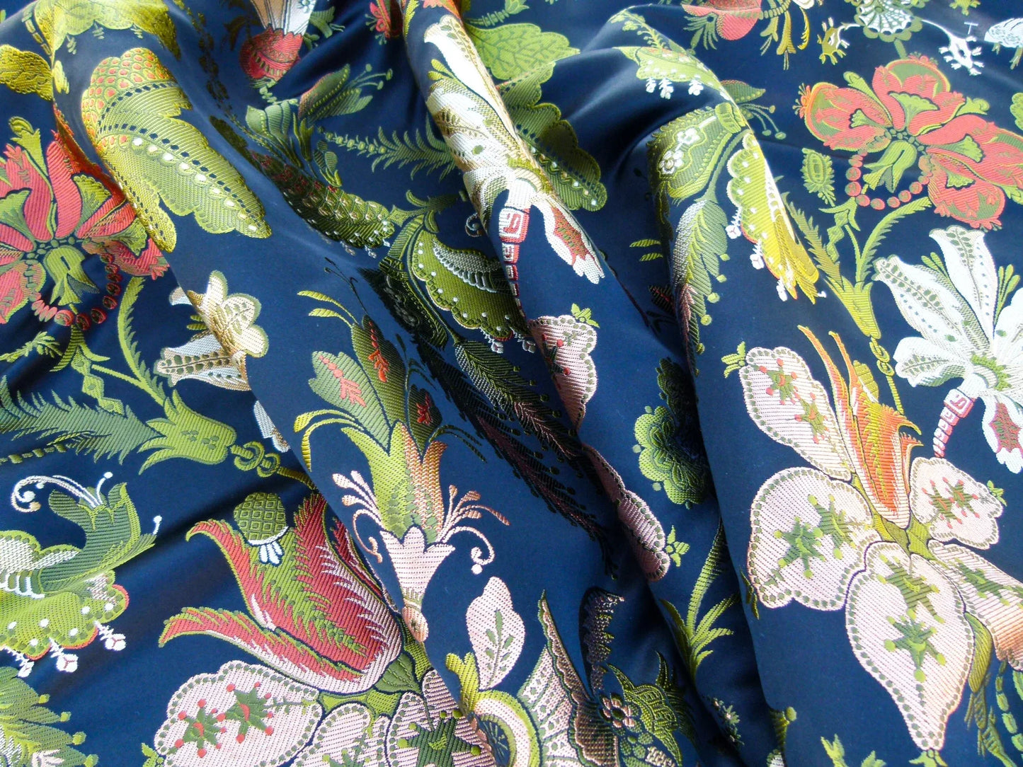 Scalamandre Length 1.4Y Rossetta Peach Black Silk Damask Novelty MSRP USD 1200+/y