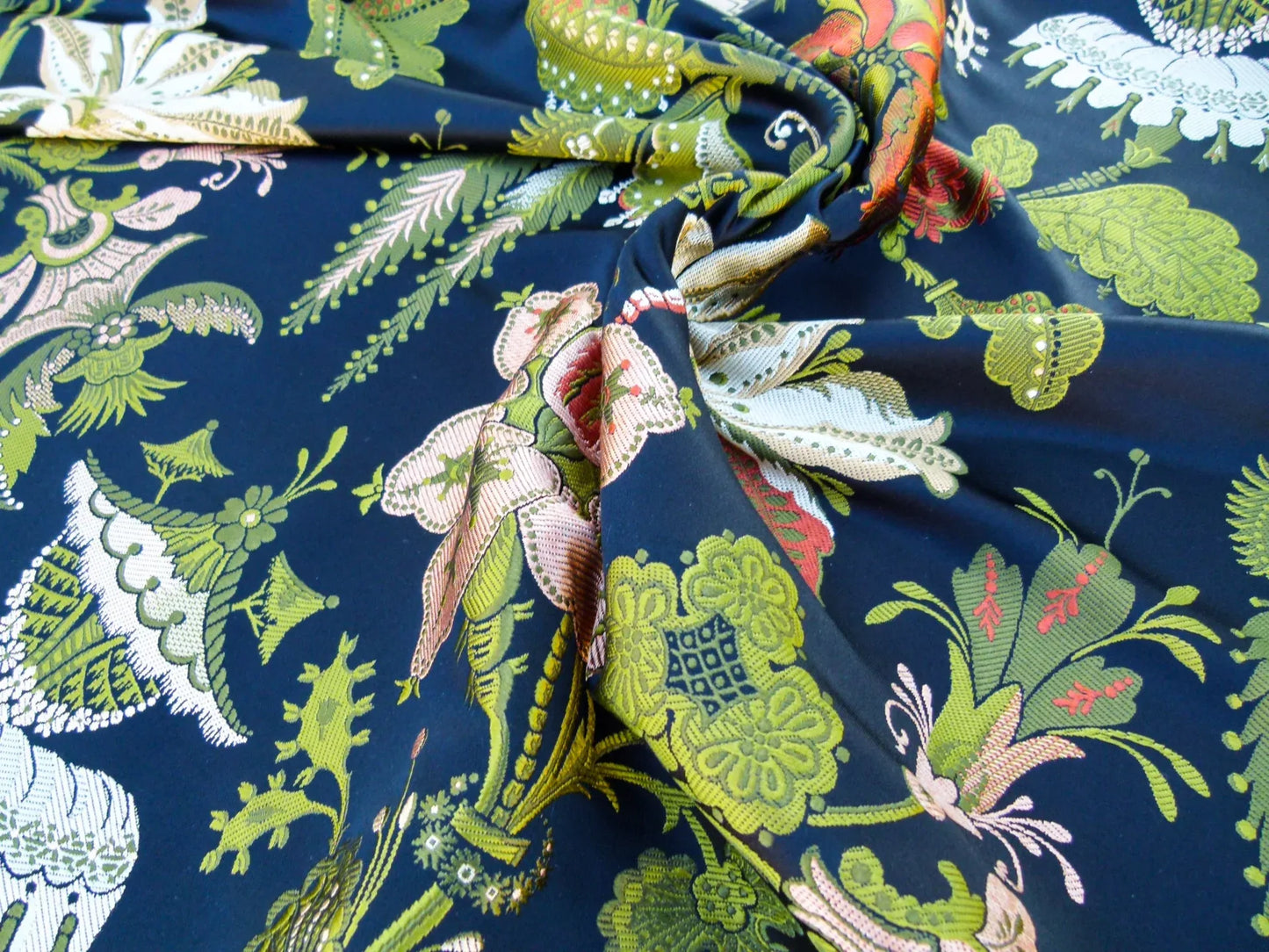 Scalamandre Length 1.4Y Rossetta Peach Black Silk Damask Novelty MSRP USD 1200+/y