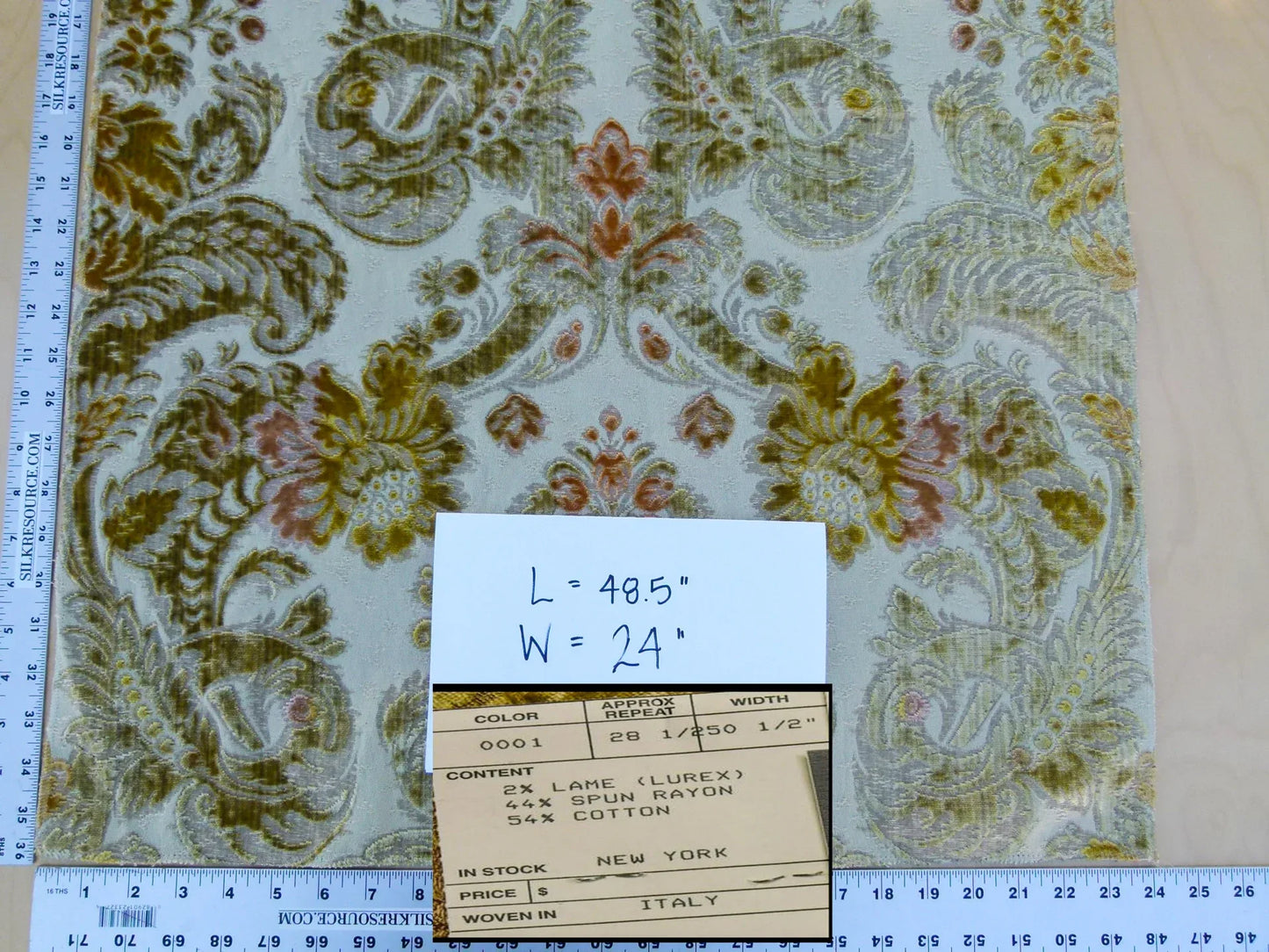 Scalamandre Length 1.3yd x 24"  Old World Weavers Velluto Platina Cut Velvet  MSRP USD 800+/y