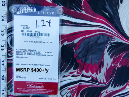Scalamandre Length Jean Paul Gaultier 1.2Y Vogue Laque Print Pink Abstract  MSRP USD 400+/y