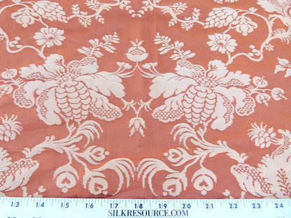 Scalamandre Length 2.4y Tassinari and Chatel  Meillant Brique Orange Damask Historic MSRP USD 690/yard