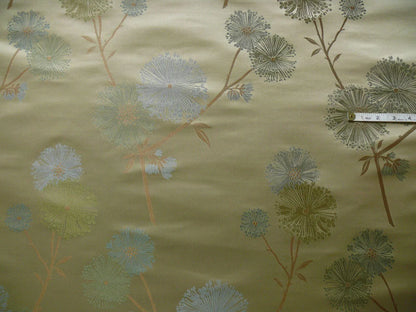 Stunner!100%silk Lampas Satin Mod Branch Tree"echo" Blue Gold Bty