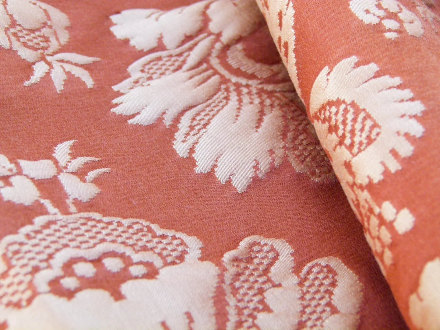 Scalamandre Length 2.4y Tassinari and Chatel  Meillant Brique Orange Damask Historic MSRP USD 690/yard