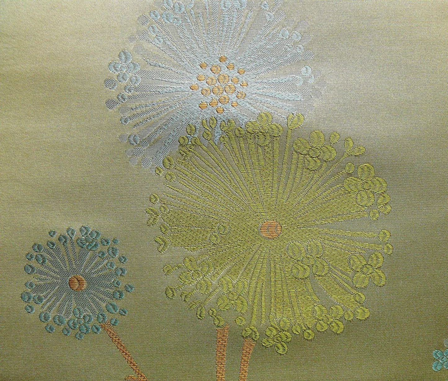 Stunner!100%silk Lampas Satin Mod Branch Tree"echo" Blue Gold Bty