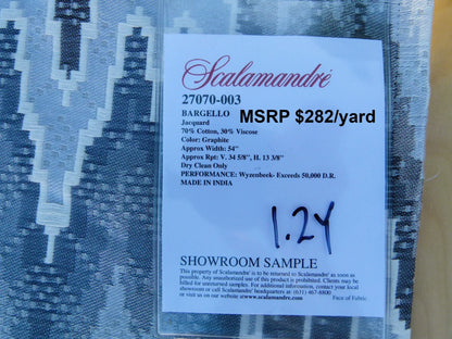 Scalamandre Length 1.2y Bargello Graphite Jacquard Gray White Chevron MSRP USD 282/yard
