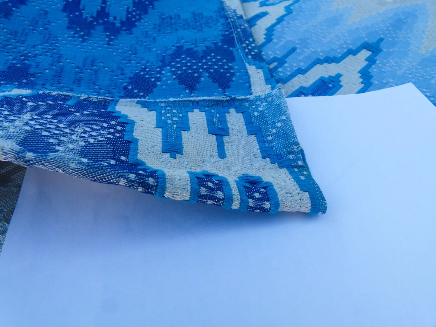 Scalamandre Length 1.2y Bargello Cerulean Jacquard Blue White Chevron MSRP USD 282/yard