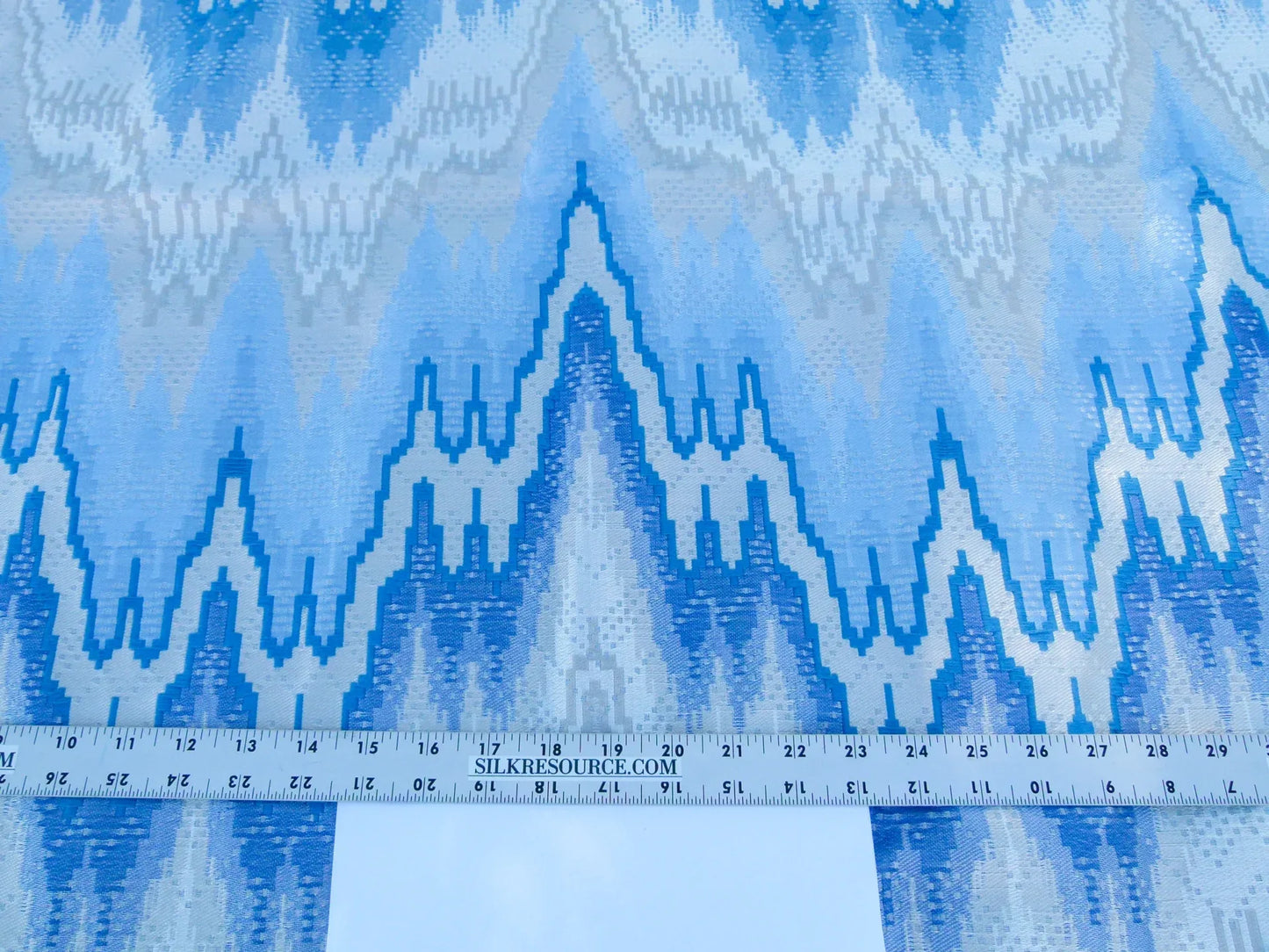 Scalamandre Length 1.2y Bargello Cerulean Jacquard Blue White Chevron MSRP USD 282/yard