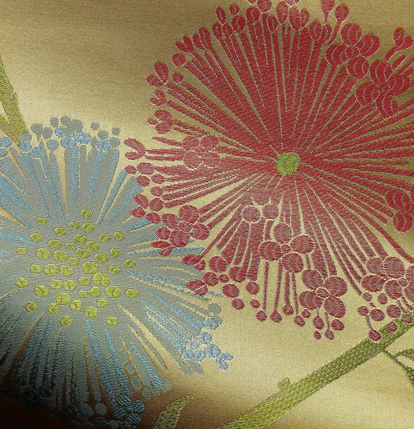 Stunner! 100% Silk Lampas Satin Mod Branch Tree "Garden" Blue Pink Gold Bty