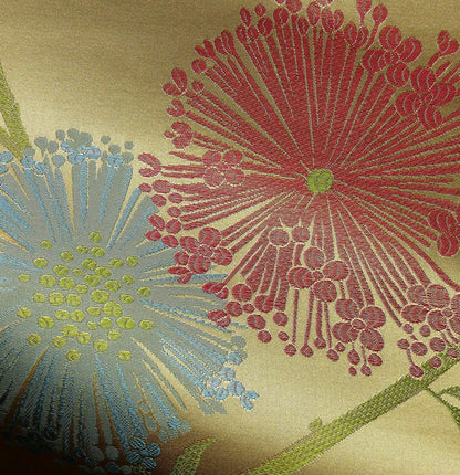 Stunner! 100% Silk Lampas Satin Mod Branch Tree "Garden" Blue Pink Gold Bty