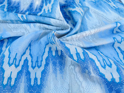 Scalamandre Length 1.2y Bargello Cerulean Jacquard Blue White Chevron MSRP USD 282/yard