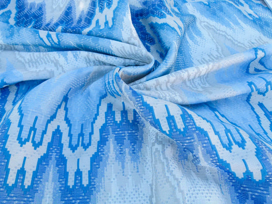 Scalamandre Length 1.2y Bargello Cerulean Jacquard Blue White Chevron MSRP USD 282/yard
