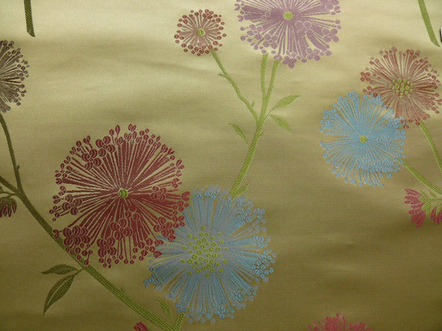 Stunner! 100% Silk Lampas Satin Mod Branch Tree "Garden" Blue Pink Gold Bty