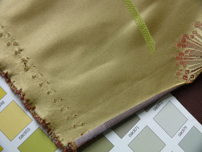 Stunner! 100% Silk Lampas Satin Mod Branch Tree "Garden" Blue Pink Gold Bty