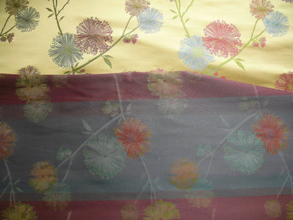 Stunner! 100% Silk Lampas Satin Mod Branch Tree "Garden" Blue Pink Gold Bty