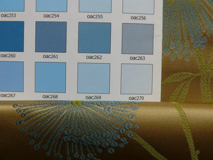 Stunner! 100% Silk Lampas Satin Mod Branch Tree "Garden" Blue Pink Gold Bty