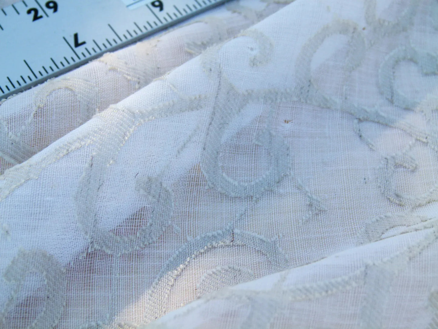 Scalamandre Length 2.5y Galleria Colonna Devore Sand Sheer White MSRP USD 270+/yard