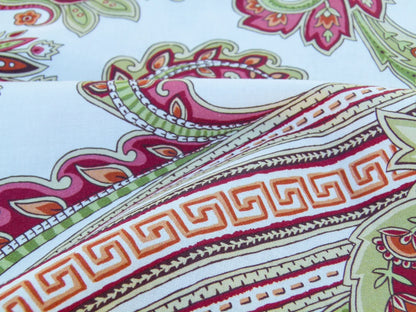 Scalamandre Length 1.2y Hudson Multi White Paisley Printed Cotton Sateen Belle Jardin Collection Fr France MSRP USD 216/y