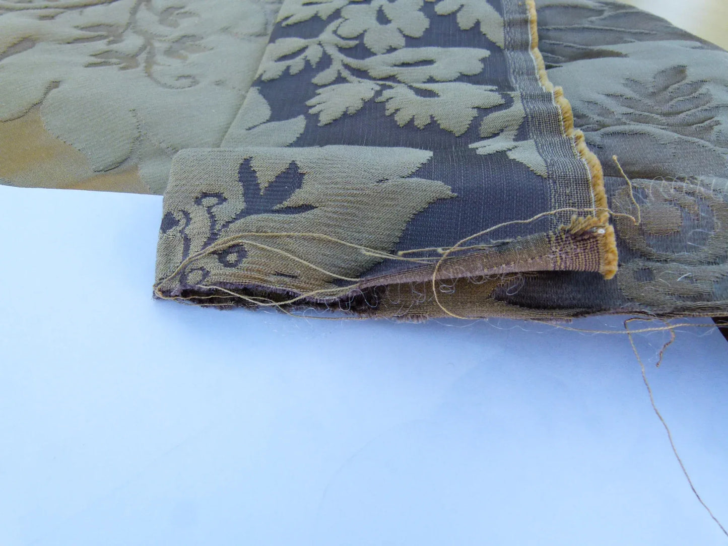 Scalamandre Length 1.2y Lelievre Carrousel Aurore Tan Gray Damask MSRP USD 892/y