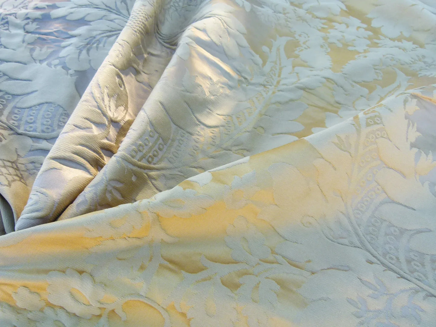 Scalamandre Length 1.2y Lelievre Carrousel Aurore Tan Gray Damask MSRP USD 892/y