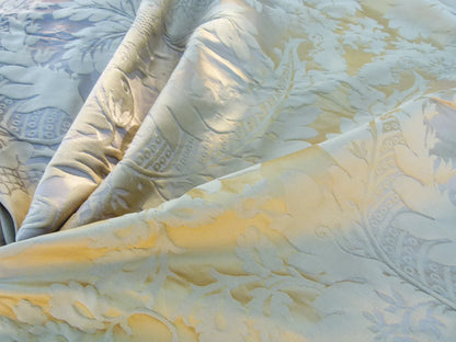 Scalamandre Length 1.2y Lelievre Carrousel Aurore Tan Gray Damask MSRP USD 892/y