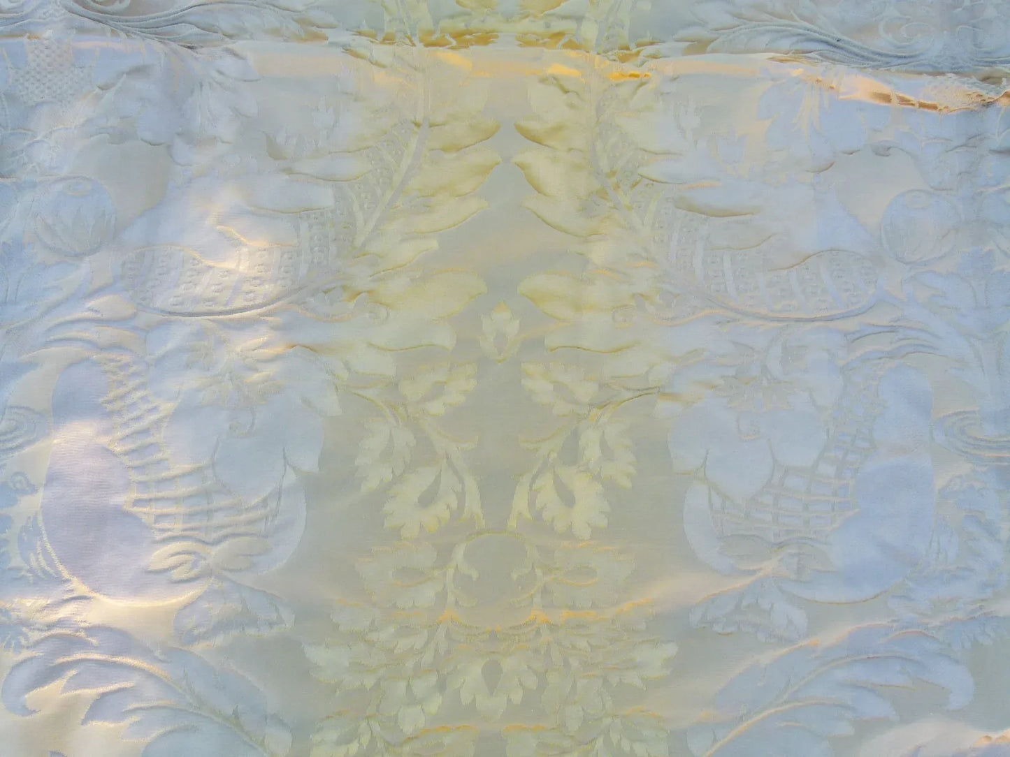 Scalamandre Length 1.2y Lelievre Carrousel Aurore Tan Gray Damask MSRP USD 892/y