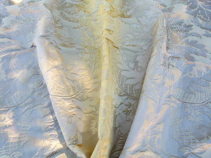 Scalamandre Length 1.2y Lelievre Carrousel Aurore Tan Gray Damask MSRP USD 892/y