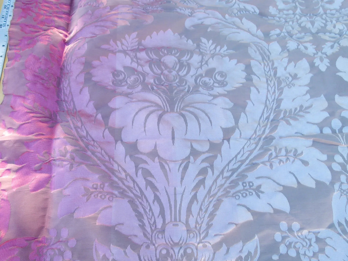 Scalamandre Length 1.1y Lelievre Carrousel Pink Damask Jacquard MSRP USD 892/y