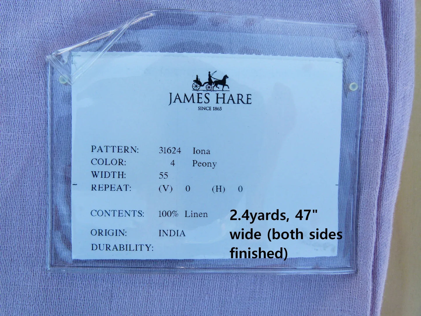 James Hare Length 2.4y Iona Peony Linen Pink Solid MSRP USD 135/y