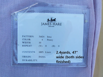 James Hare Length 2.4y Iona Peony Linen Pink Solid MSRP USD 135/y