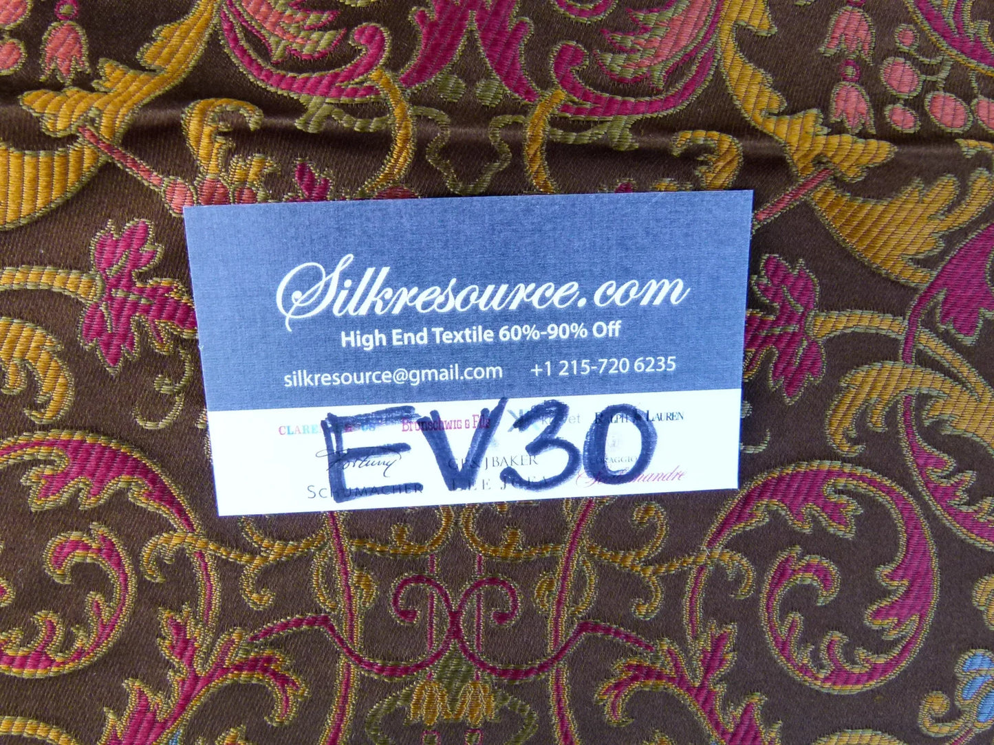 1 EV30 24"x25" Scalamandre Tassinari &amp; Châtel CERNUSCHI  Brun Brown Gold SIlk Lampas Patrimoine Collection MSRP USD2128/y