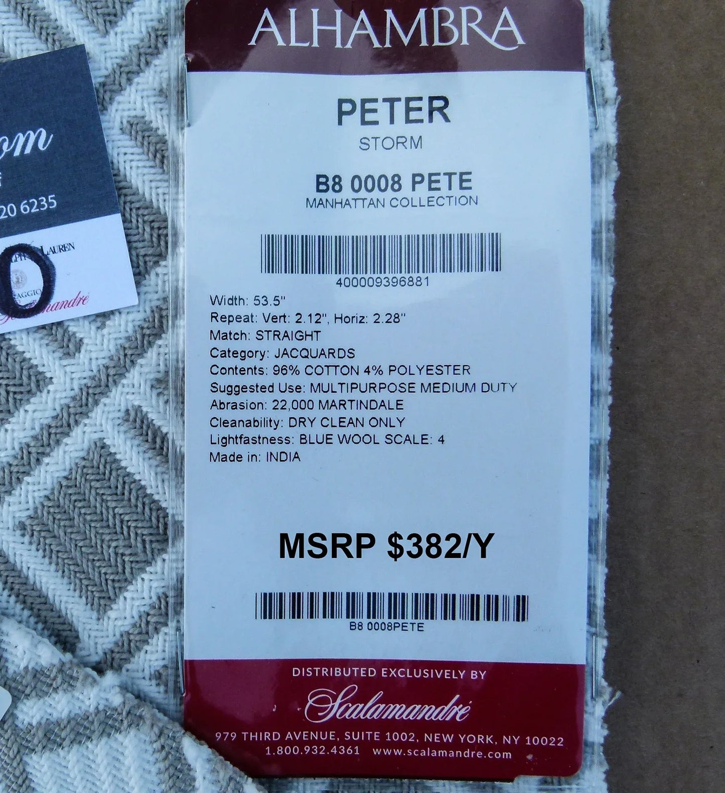 2 EV30 26"x17" Scalamandre Alhambra Peter Storm Jacquard Gray White Diamond MSRP USD382/y