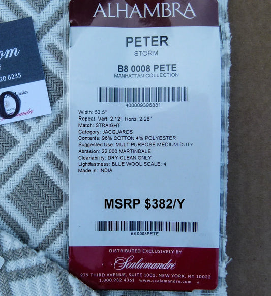 2 EV30 26"x17" Scalamandre Alhambra Peter Storm Jacquard Gray White Diamond MSRP USD382/y