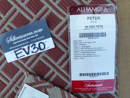 3 EV30 26"x17" Scalamandre Alhambra Peter Spice Jacquard Red White Diamond MSRP USD382/y