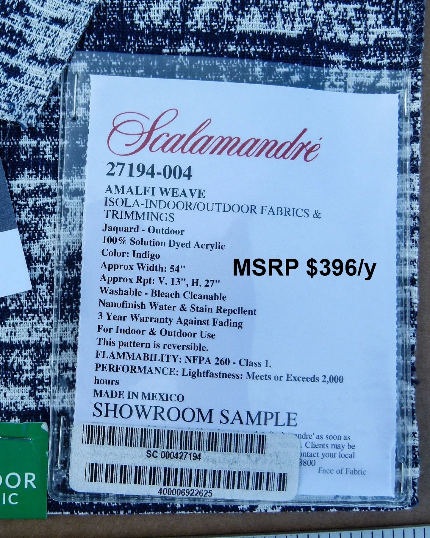 7 EV30 Scalamandre Amalfi Weave Indigo Jacquard Texture Indoor Outdoor Collection MSRP USD396+/y