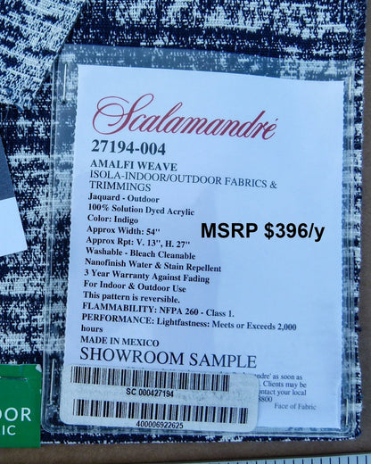 7 EV30 Scalamandre Amalfi Weave Indigo Jacquard Texture Indoor Outdoor Collection MSRP USD396+/y
