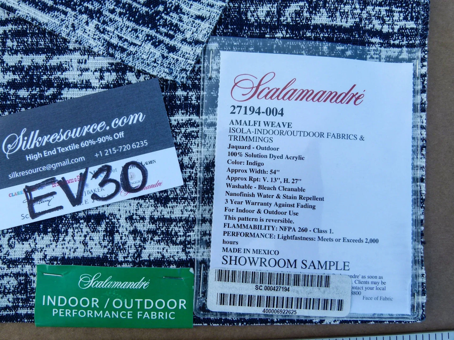 7 EV30 Scalamandre Amalfi Weave Indigo Jacquard Texture Indoor Outdoor Collection MSRP USD396+/y