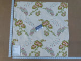 13 EV30 Square Scalamandre Rose Special Silk Lampas Peach Green on Cream White Botanical MSRP USD800+/y