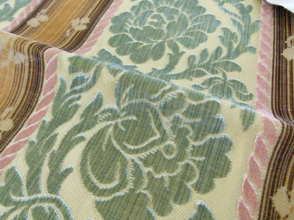 15 EV30 Square Scalamandre Salvia Sage/ Multi Velvet Stripe Botanical Damask MSRP USD800+/y