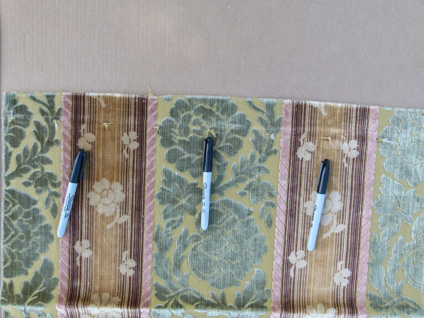 16 EV30 Square Scalamandre Salvia Sage/ Multi Velvet Stripe Botanical Damask MSRP USD800+/y