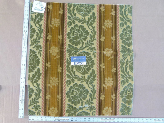 17 EV30 Square Scalamandre Salvia Sage/ Multi Velvet Stripe Botanical Damask MSRP USD800+/y