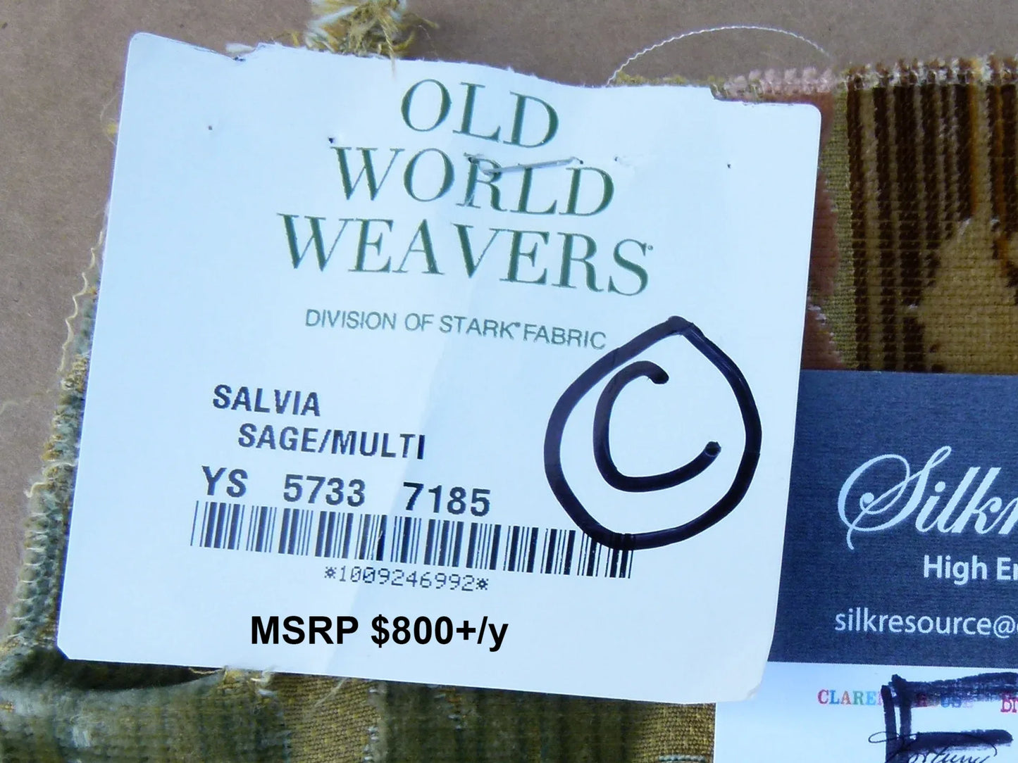 17 EV30 Square Scalamandre Salvia Sage/ Multi Velvet Stripe Botanical Damask MSRP USD800+/y