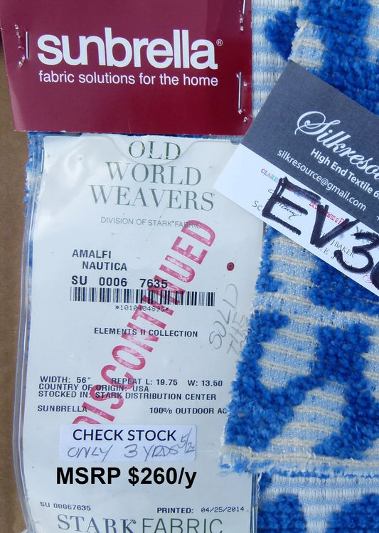 18 EV30 Scalamandre Amalfi Nautica Blue White Velvet Tropical MSRP USD260/y