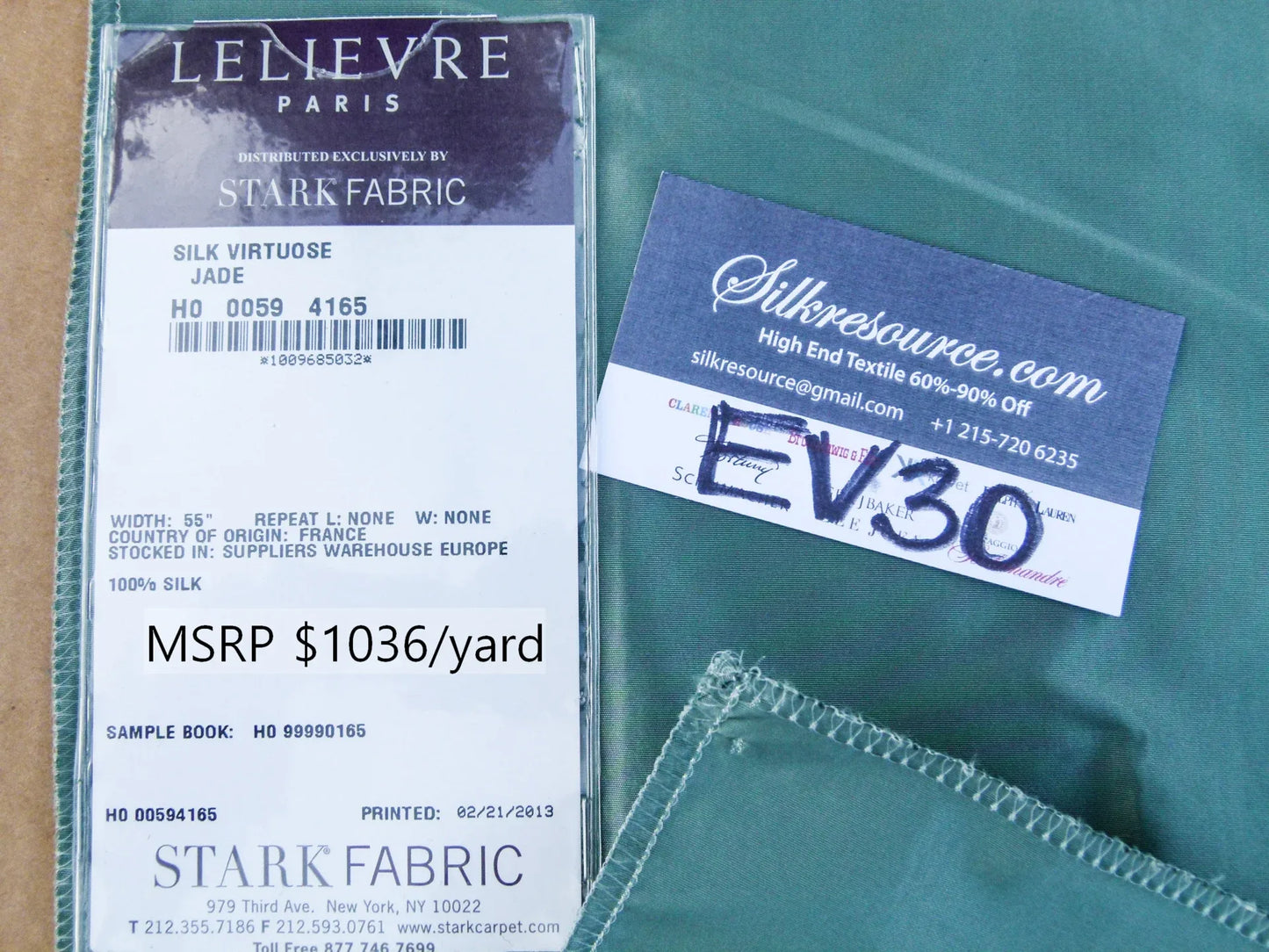 21 EV30 Scalamandre Lelievre Silk Virtouse Jade Green Plain Solid Square 27x27 inches MSRP USD1036/y