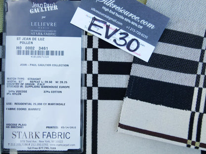 22 EV30 Scalamandre Jean Paul Gaultier St. Jean de Luz Pollen Viscose Plaid Square 16x27 inches MSRP USD628/y