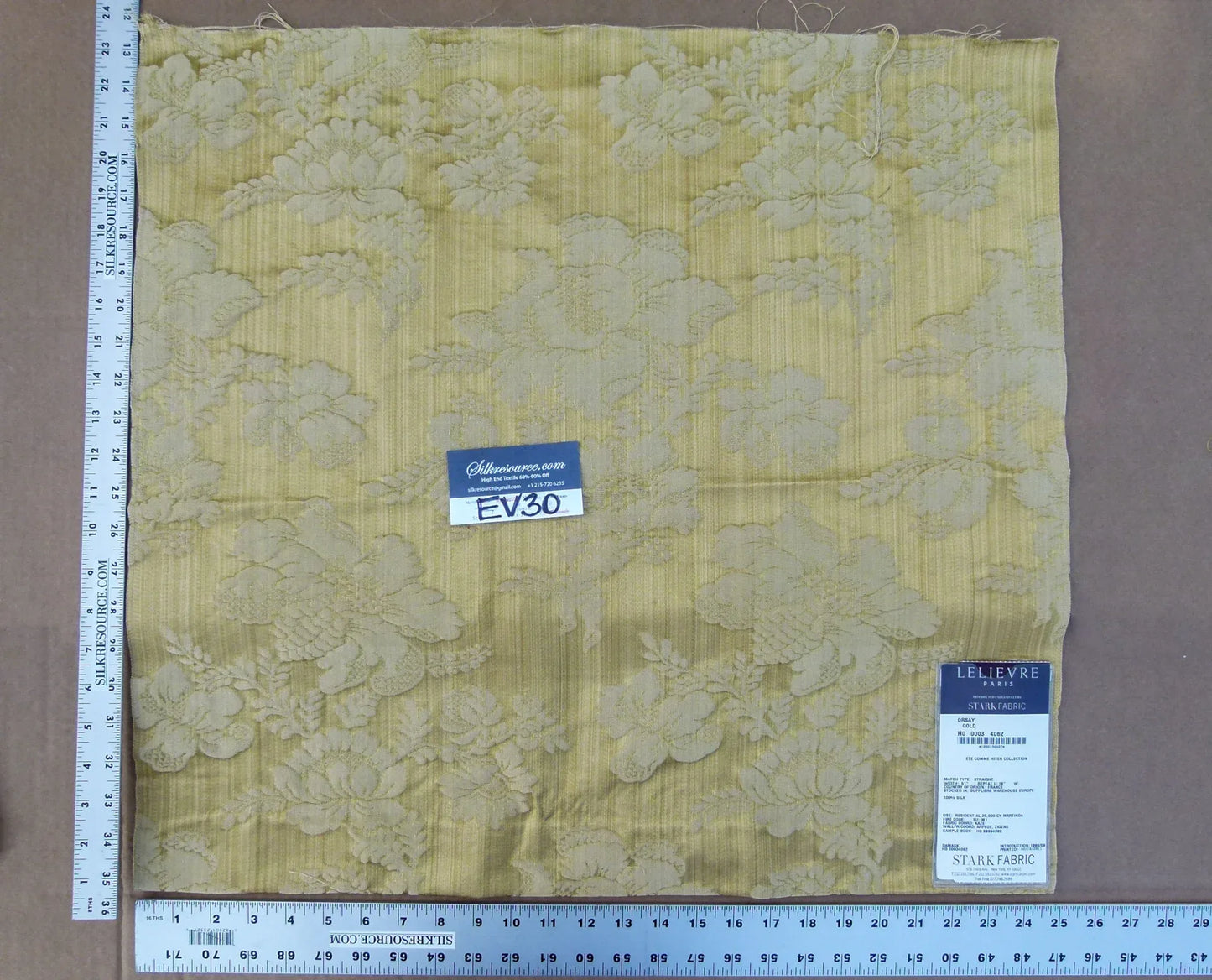 23 EV30 Scalamandre Lelievre Orsay Gold Silk Damask Square 25x23 inches MSRP USD1000+/y