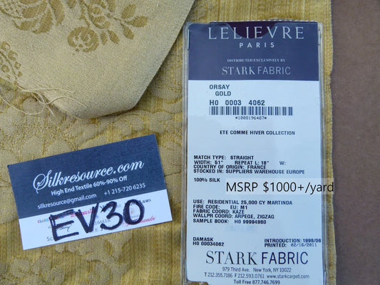 23 EV30 Scalamandre Lelievre Orsay Gold Silk Damask Square 25x23 inches MSRP USD1000+/y