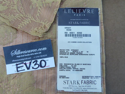 25 EV30 Scalamandre Lelievre Paris Orsay Rose Silk Damask Peach Gold Square 25x25 inches MSRP USD1000+/y
